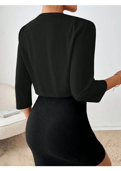 Kadın Truvakar Kol Önü Açık Kısa Ithal Krep Ceket fırsatları