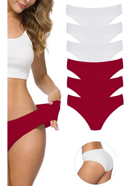 6 Adet Kadın Dikişsiz Lazer Kesim Esnek Iz Yapmayan Külot S6