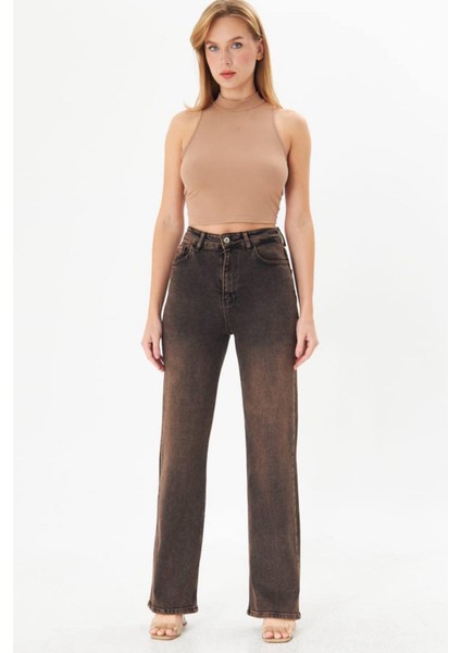 Kadın Kahverengi Full Leght Kesim Jeans Denim Likralı fiyatları