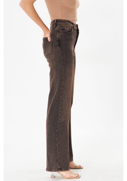 Kadın Kahverengi Full Leght Kesim Jeans Denim Likralı modelleri