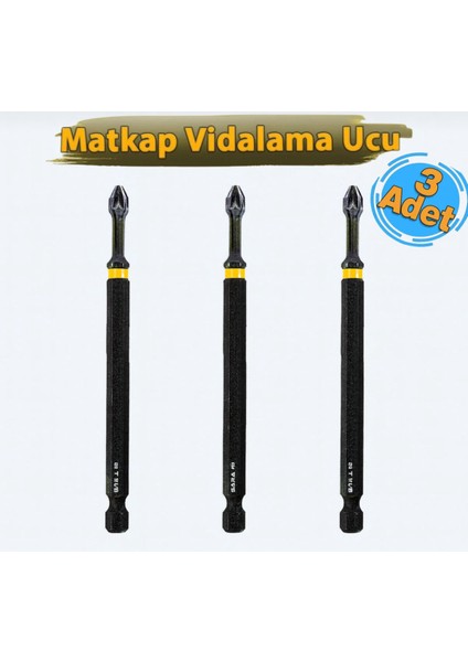 Profesyonel Bits Matkap Vidalama Ucu Ph 2X100 mm (3 Adet)