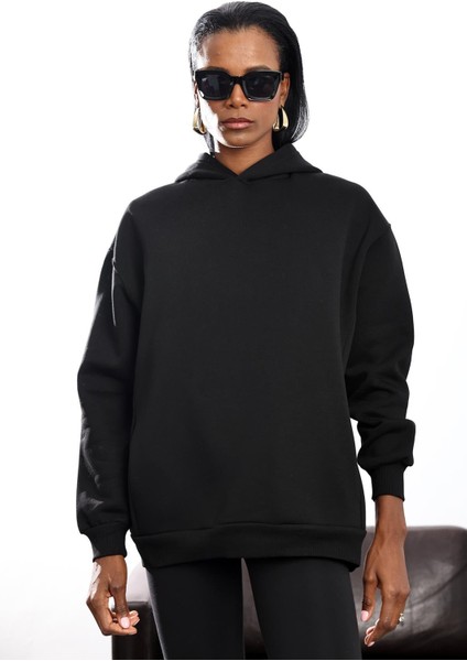 Siyah Kapüşonlu Sweatshirt 4447 fırsatları