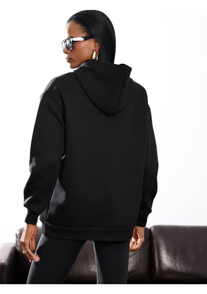Siyah Kapüşonlu Sweatshirt 4447