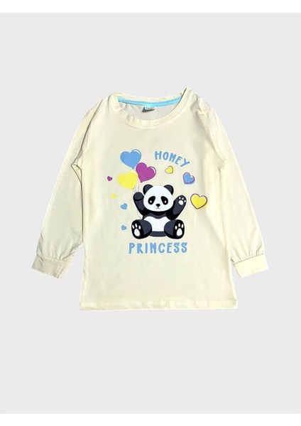 Kız Çocuk Pamuklu Sarı Panda Desenli Mevsimlik Uzun Kollu Pijama Takımı fırsatları