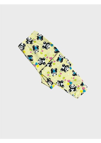 Kız Çocuk Pamuklu Sarı Panda Desenli Mevsimlik Uzun Kollu Pijama Takımı indirimleri