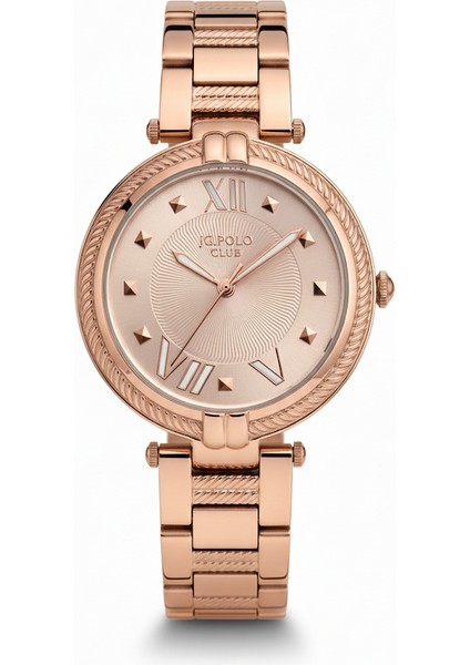 Jg. Polo Club Kadın Kol Saati Rose Gold Renk, Rose Gold Kadran - Şık Metal Kordon, 2 Yıl Garantili