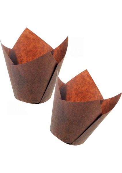 Kademeli Tulip Kek Kapsülü Kahverengi 160X50 mm – 200 Adet modelleri