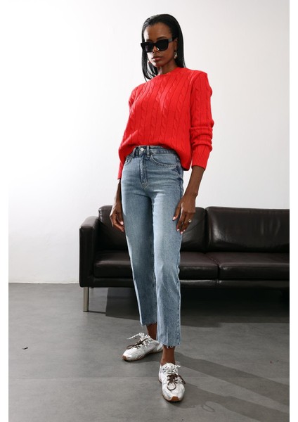 Eskitmeli Mavi Yüksek Bel Boyfit Jean modelleri