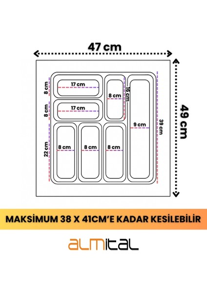 47X49 Beyaz Kaşıklık ve Kepçelik 2'li Set 40X41CM ‘e Kadar Kesilebilir fırsatları