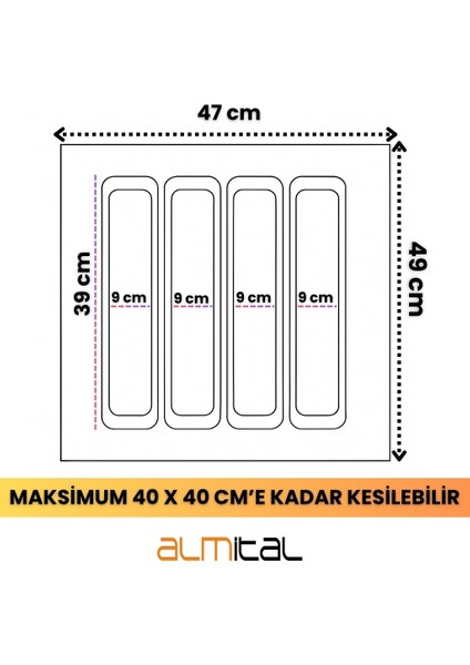 47X49 Beyaz Kaşıklık ve Kepçelik 2'li Set 40X41CM ‘e Kadar Kesilebilir indirimleri