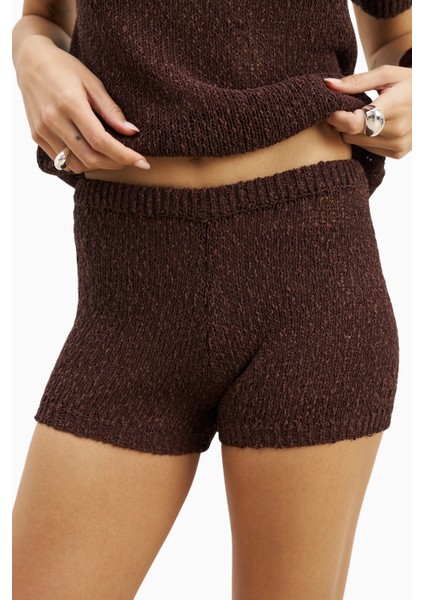 Crochet Knit Mini Kadın Şort Dokulu Açık Örgü