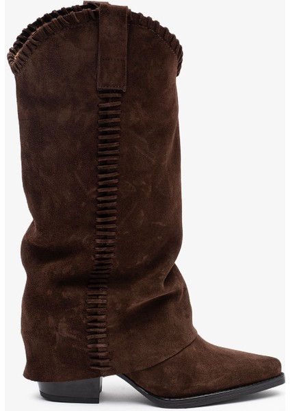 Clara Kahverengi Süet Deri Kadın Çizme