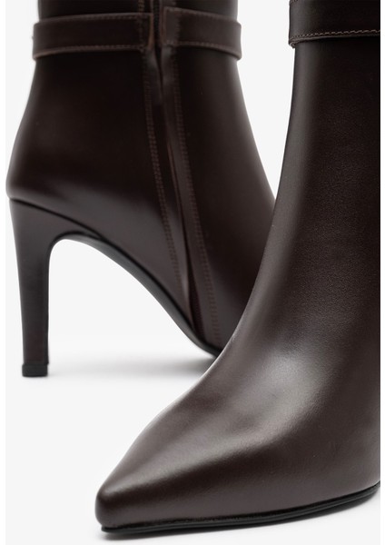 Jude Kahverengi Deri Kadın Topuklu Çizme indirimleri