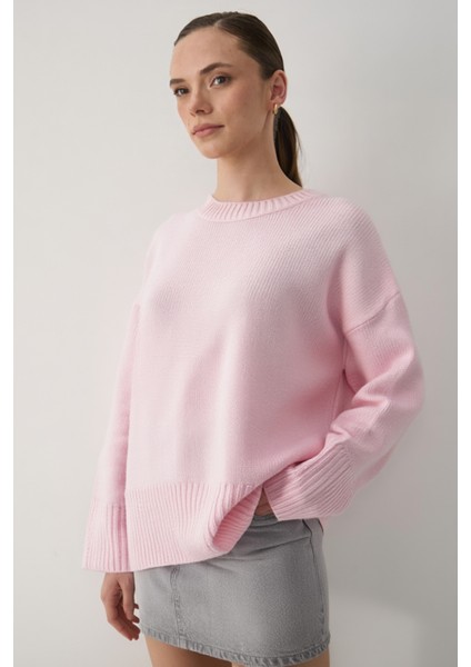 Pembe Bisiklet Yaka Basic Kazak - 2217 fiyatları