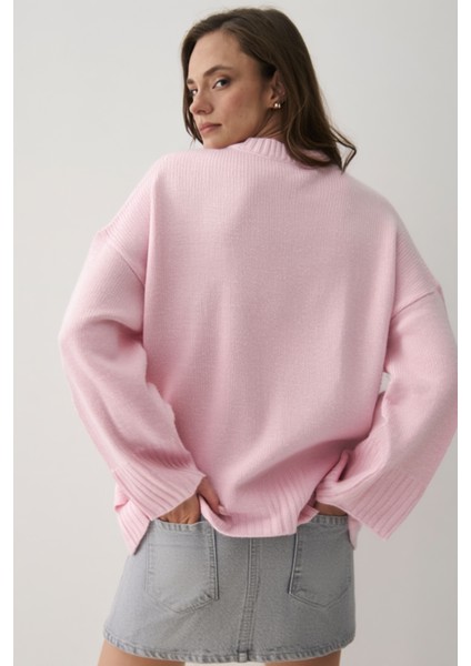 Pembe Bisiklet Yaka Basic Kazak - 2217 modelleri