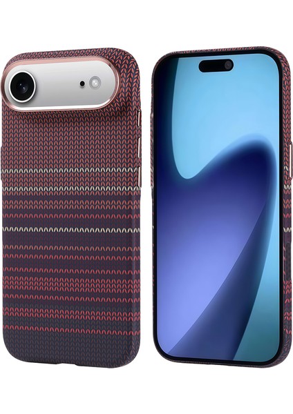 iPhone 17 Air Uyumlu Kılıf Nekst Karbon Fiber Görünümlü M-Safe Şarj Özellikli Kırmızı