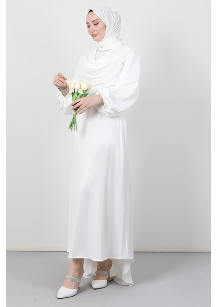 Kuyruklu Degaje Elbise Beyaz fiyatları