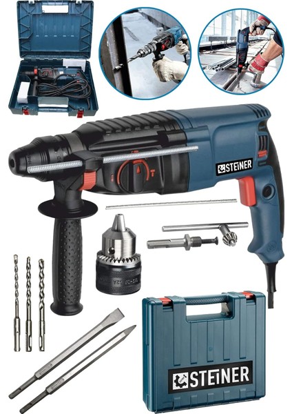 Alman 3000 Watt 5 Joule Kırıcı Delici Hilti Darbeli Matkap + 1 Mandren + 5 Uç