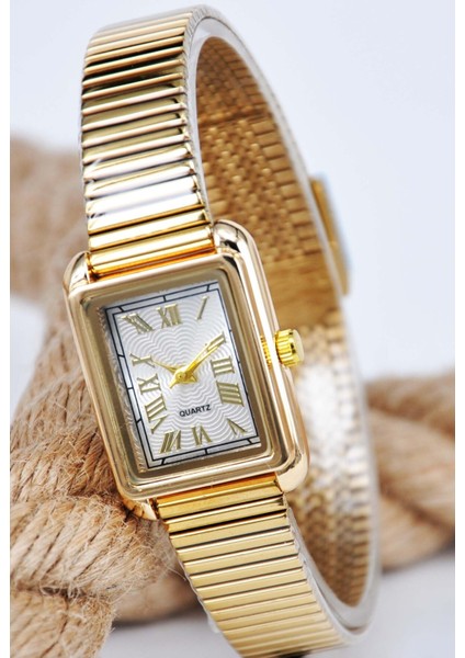 Gold Renk Çelik Kordon Vintage Roma Rakam Eskitme Model Genç Kız Kadın Kol Saati STA-1217