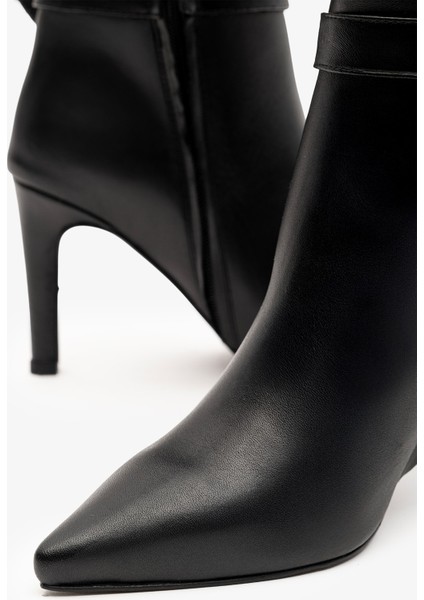 Jude Siyah Deri Kadın Topuklu Çizme indirimleri