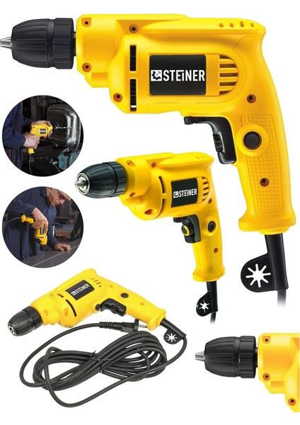 Alman 1400 Watt 10 mm Professional Bakır Sargılı Kablolu Darbesiz Vidalama Matkap Sarı fiyatları