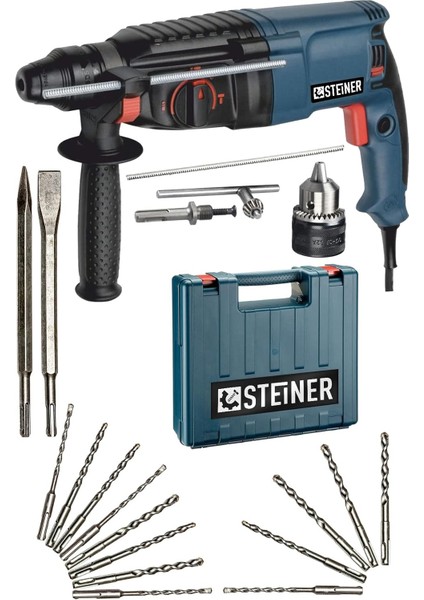 Alman 3000 Watt Darbeli Matkap 5 Joule Kırıcı Delici Hilti + 1 Mandren + 15 Uç