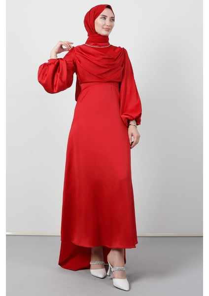 Kuyruklu Degaje Elbise Kırmızı modelleri