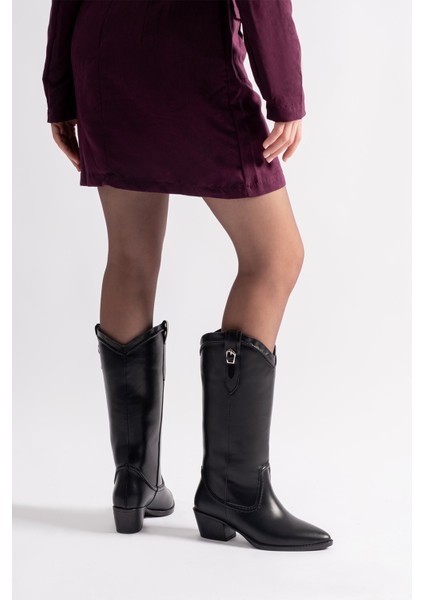 Pamira Siyah Deri Kadın Çizme fiyatları