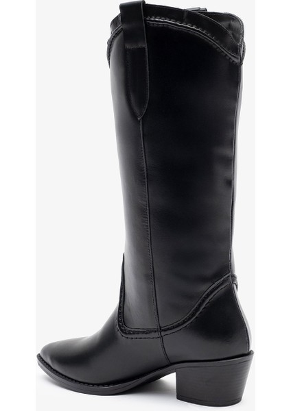 Pamira Siyah Deri Kadın Çizme modelleri