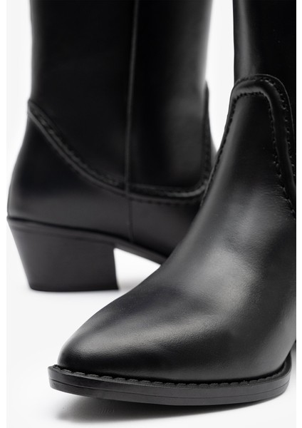 Pamira Siyah Deri Kadın Çizme indirimleri