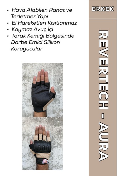 Revertech Aura Krem / Yarım Parmak - Kaymaz Avuç Içi Özellikli Motosiklet Eldiveni (Erkek)