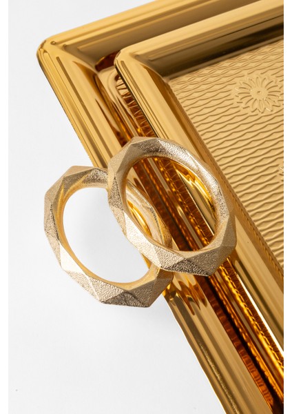 Metal Gümüş & Gold 2’li Tepsi Seti – Işlemeli Altın Kulplu Servis ve Sunum Tepsisi, Kararmaz, Solmaz modelleri