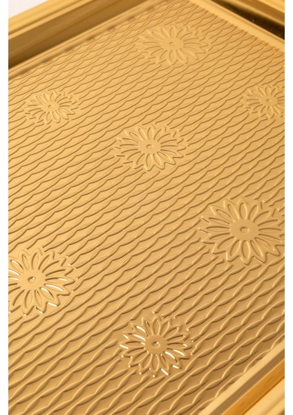 Metal Gümüş & Gold 2’li Tepsi Seti – Işlemeli Altın Kulplu Servis ve Sunum Tepsisi, Kararmaz, Solmaz fırsatları