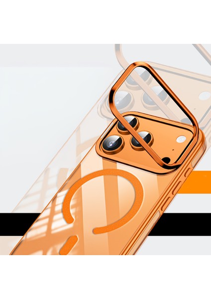 iPhone 17 Pro Uyumlu Kılıf Wlons Magsafeli Renkli Çerçeve Standlı Efsane Kapak Turuncu fırsatları
