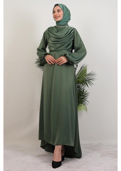 Kuyruklu Degaje Elbise Soft Yeşil modelleri