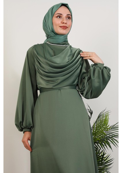 Kuyruklu Degaje Elbise Soft Yeşil indirimleri