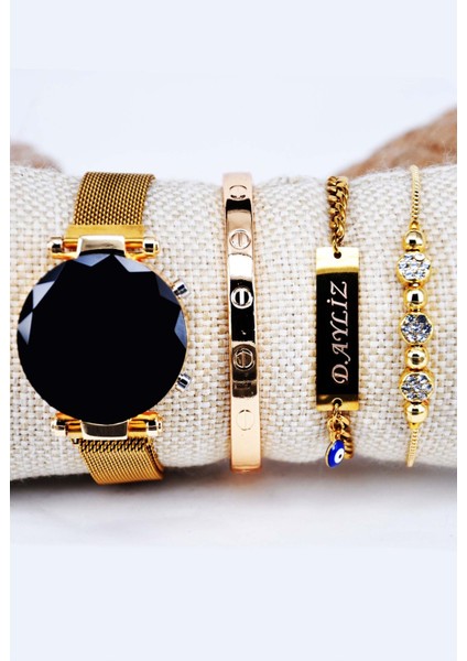 Altın Renk Isimli Bileklikli Kombin Hediyelik Genç Kız Kadın Kol Saati SU-1236 fiyatları