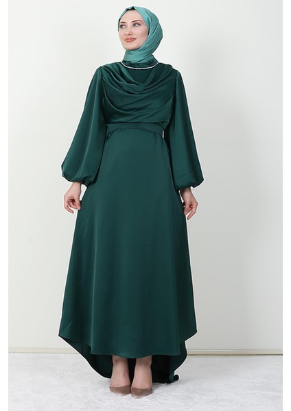 Kuyruklu Degaje Elbise Zümrüt fiyatları