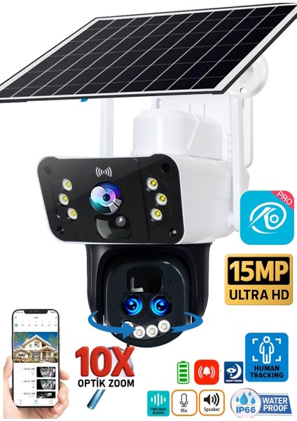 O-Kam 3950 15MP 10X Optik Zoom UltraHD 4G Solar Akıllı Güvenlik Kamerası