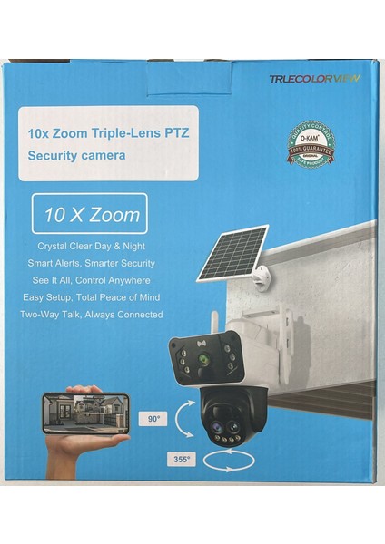 O-Kam 3950 15MP 10X Optik Zoom UltraHD 4G Solar Akıllı Güvenlik Kamerası