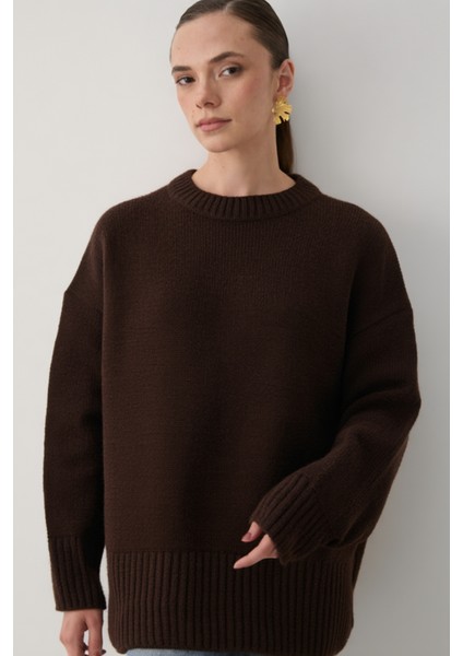 Kahverengi Bisiklet Yaka Basic Kazak - 2217