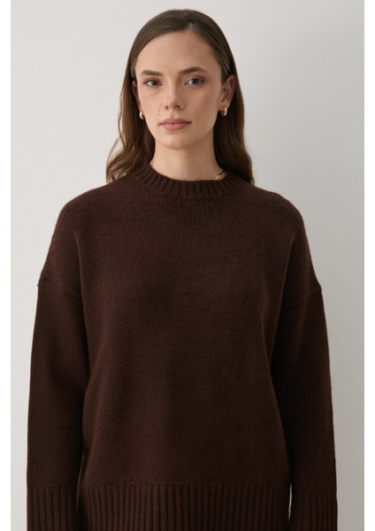 Kahverengi Bisiklet Yaka Basic Kazak - 2217 modelleri