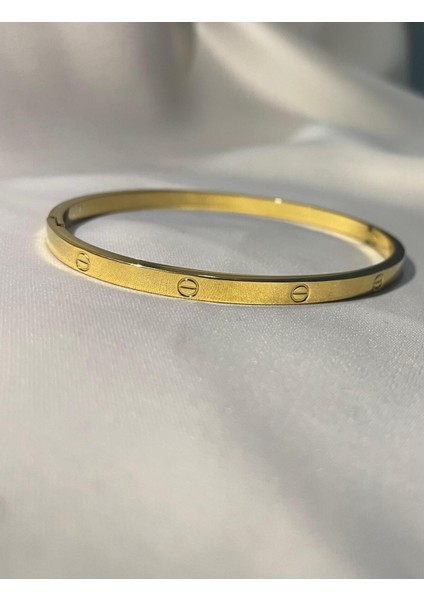 Crtr Altın Kaplama Kelepçe Çelik Bileklik