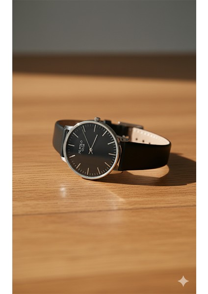 Jg. Polo Club Erkek Kol Saati Gümüş Renk, Siyah Kadran - Şık Deri Kordon, 2 Yıl Garantili fiyatları