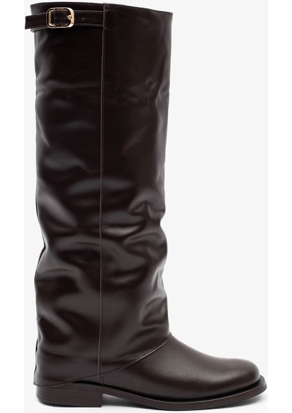 Vestro Kahverengi Deri Kadın Çizme