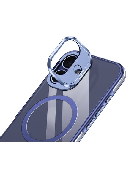 iPhone 16 Uyumlu Kılıf Wlons Magsafeli Renkli Çerçeve Standlı Efsane Kapak Mavi fiyatları
