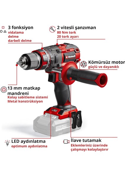 Professional Akülü Darbeli Vidalama Tp-Cd 18/80 Li-I Bl - Solo Power X-Change (18 V, Kömürsü modelleri