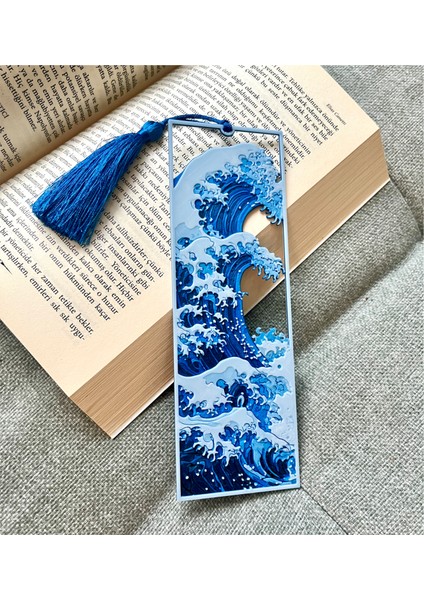 Büyük Dalga The Great Wave Off Kanagawa Hokusai Kabartmalı Kitap Ayracı Püsküllü modelleri