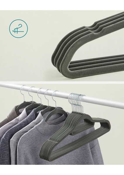 Kadife Elbise Askısı 20'li Set Kaymaz Küçük Bağlantı Demiri 360° Dönen Kanca 0,6 cm Kalın Y modelleri