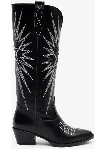 Frea Siyah Deri Kadın Çizme